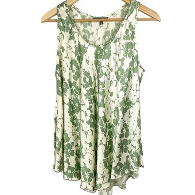Blusa Kerry Grima Floral Tamanho S Verde Creme Floral Cetim Resort Wear Boho Cottage - Imagem 1 de 4