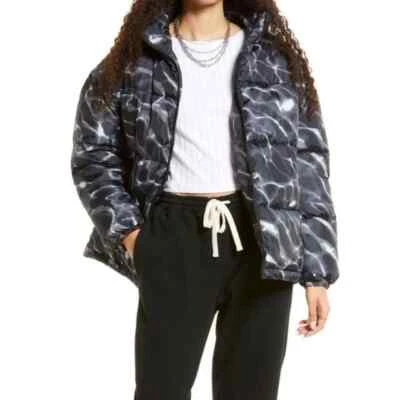 BP Nordstrom Oversized Puffer Jacket Pool Ripple Pattern in Black and White - Image 1 of 4