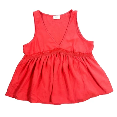 Camiseta Regata Everly Peplum Feminina Grande Coral Rosa Decote V Babado Sem Mangas - Imagem 1 de 4