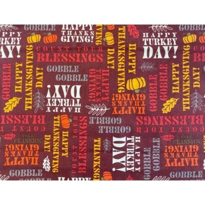 Lot of 2 Thanksgiving Fall Fat Quarter 18" x 21" Cotton Fabric Crafts - Image 1 of 4