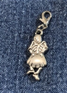 Dancing Lady Skeleton Skirt Halloween Tibetan Silver Charm Bracelet Junk Journal - Picture 1 of 2