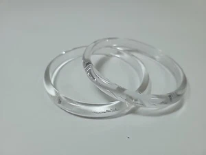 Vintage Lot of 2 Thin Clear Plastic Bangle Bracelet Stackable - Picture 1 of 8