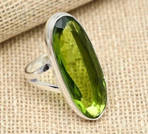 Dazzling Peridot Gemstone Handmade 925 Solid Sterling Silver Lovely Jewelry Ring - Picture 1 of 4