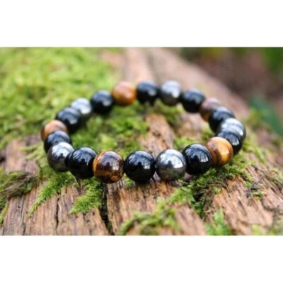 Hämatit Obsidian Tigerauge Schutzarmband dreifach Schutz Heilung Meditation Heil - Bild 1 von 4