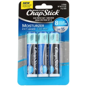 4 Pack Chapstick Moisturizer 2-in-1 Lip Balm, Cool Mint, SPF 15, 3 Ct, 0.15 oz - Picture 1 of 2