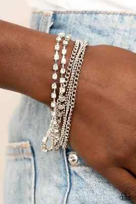 Paparazzi-Jewelry,Secretly Sassy White, Gold-Bracelets - Image 1 of 3