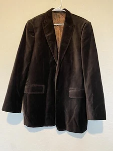 EXPRESS Mens Sz 44 Brown Velvet Two Button Blazer Jacket VTG - Picture 1 of 13