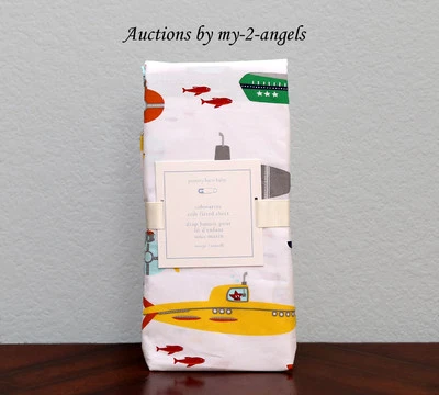 NUEVA Sábana Ajustable Pottery Barn Kids SUBMARINA Cuna Niño *Peces Ocean Madras Foto 1 de 2