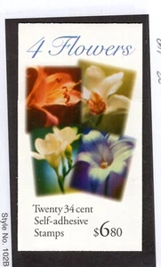 2001 34 cent Flowers complete booklet of 20, Scott #BK284, Mint NH - Picture 1 of 1