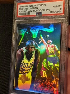 1991 Upper Deck International Michael Jordan Scoring Hologram PSA 8 Bulls GOAT - Picture 1 of 7