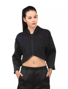 $80 Puma Women Quilted FZ Hoody Black Size LARGE Black Zip Jacket NWT 574744-01 - Picture 1 of 1