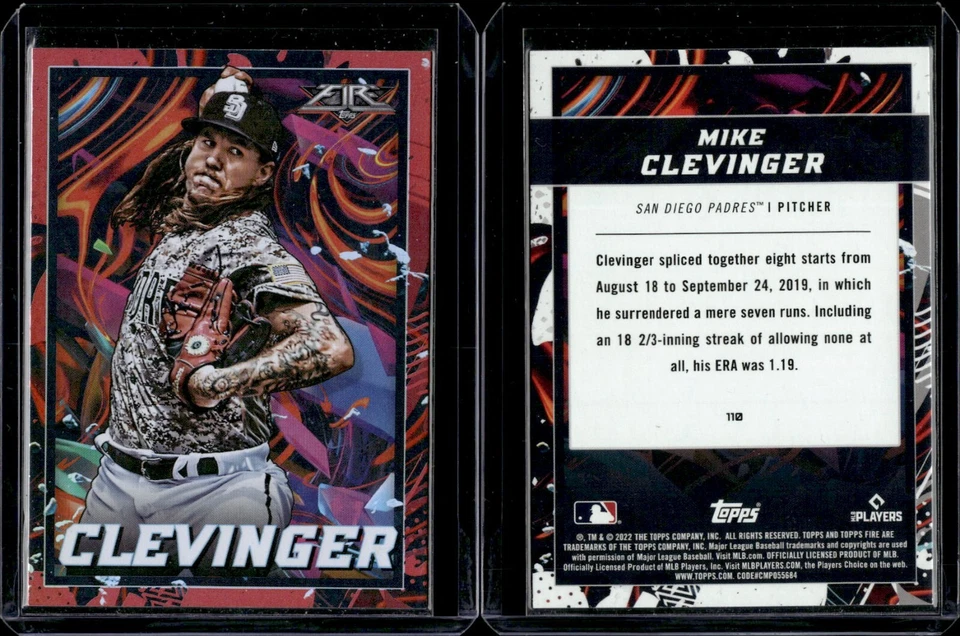 2022 Topps Fire #110 Mike Clevinger - Image 1 of 1