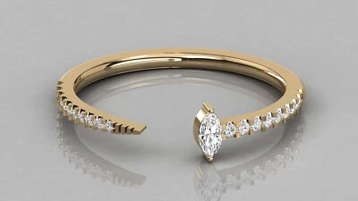 Alianza de boda marquesa y redonda de excelente corte moissanita en brazalete de oro amarillo de 10 quilates Foto 1 de 3