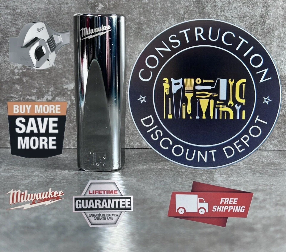 Milwaukee Anti Roll  3/8" Drive 15 mm 6pt Deep Well Chrome Socket - Image 1 of 1