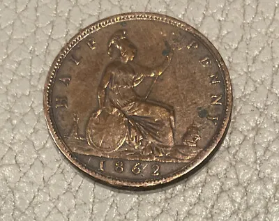 2K 1862 Queen Victoria Half Penny About Unc • 14.05£