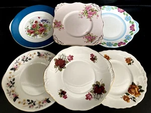 6 Vintage Mismatched Cake/Bread & Butter Plates Royal Albert Grafton Tuscan Etc. - Picture 1 of 9