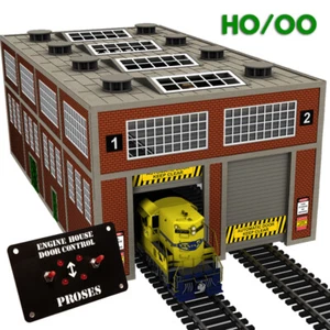 HO/OO MODERNA CASA DE MOTOR CON PUERTAS MOTORIZADAS (ver video) para modelismo ferroviario - Imagen 1 de 5