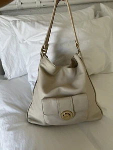 Michael Kors Leather Off White Large Handbag Hobo | Gold Tone Hardware - Picture 1 of 12
