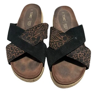 Toms Paloma Damen-Sandalen 9 schwarz Tiermotiv Freizeit Sommer Slipper - Bild 1 von 13