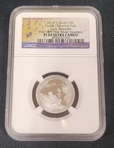 2019 S QUARTER SILVER PROOF PACIFIC HISTORICAL PARK SILVER .999 NGC PF69 - Picture 1 of 2