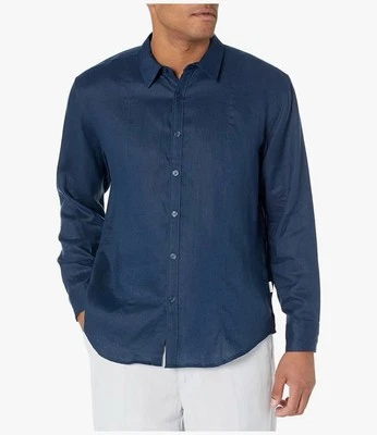 Cubavera Men's Size 2X Black 100% Linen Long Sleeve Guayabera Shirt 2X - Image 1 of 4