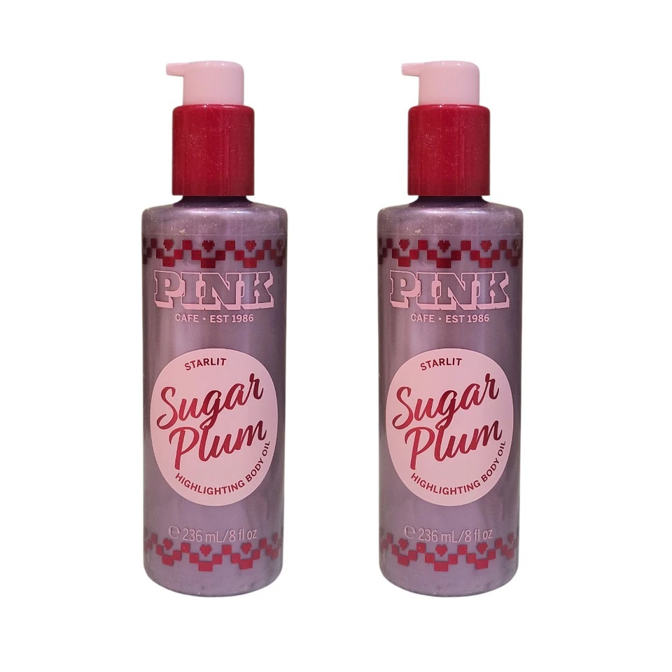 2 VICTORIAS SECRET PINK Limited-Edition Sugar Plum Starlit Highlighting Body Oil - Image 1 of 1