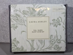 Laura Ashley Natalie Sage Green Floral Toile Full/Queen Duvet Cover Set 3 Pc - Picture 1 of 6