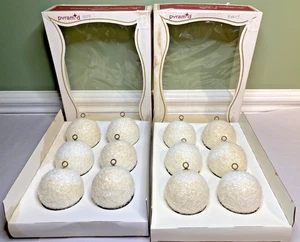 2 Boxes Vintage Pyramid Snowball White Sugared Glittered Christmas Ornaments 2.5 - Picture 1 of 13