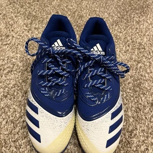 Boys Adidas Blue & White Baseball Cleats Size 6 - Picture 1 of 10