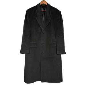 Nino Cerruti Coat Mens 40R Cashmere Wool Blend Jacket Dark Gray Trench Overcoat - Picture 1 of 7