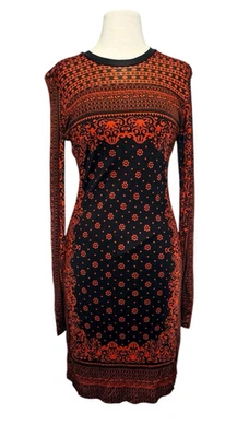 Vestido Y2K Custo Barcelona Manga Larga Negro Naranja Mediano Estampado Bandana Gráfico Foto 1 de 4