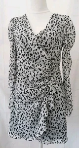 Abito donna Zara mini taglia L/12 nero bianco maniche lunghe foderato avvolgente nuovo con etichette - Foto 1 di 22