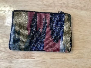Neiman Marcus Beaded Clutch/Small Purse, Hand Sewn with Zipper, 6”x4” - Picture 1 of 7