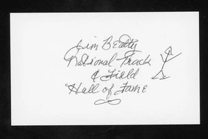 Jim Beattie Leichtathletik Hall of Fame HOF signiert 3x5 Karteikarte E28461 - Bild 1 von 1