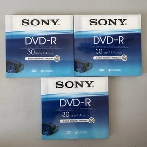 3x SONY Mini DVD-R 30min 1.4 GB/GO 8cm Recordable Double Sided Disk f/ Camcorder - Picture 1 of 3