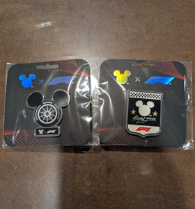 2025 Disney x Formula 1 Mickey Mouse Tire Wheel Icon & Mickey Mouse Crest Pin - Picture 1 of 5