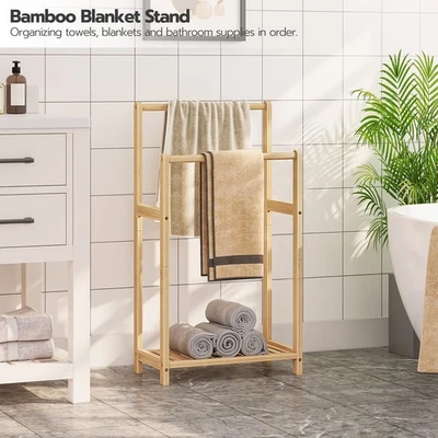 Toallero independiente soporte para manta soporte para exhibición de secado natural Foto 1 de 4