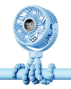 Bearwind Mini Portable Stroller Fan, 360° Rotation, 4-Speed, LED Night Light - Picture 1 of 6