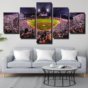 San Francisco Giants Baseball Stadion Nachtansicht 5 Stück Panel Leinwand Wandbild - Bild 1 von 5