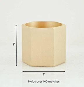 Brass Match Solid Holder and Striker Modern Hexagonal Decor Trending Gift Idea - Picture 1 of 8