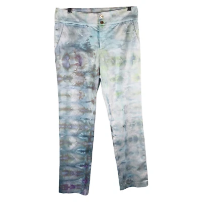 Pantalones Chaps Talla 4 Spring Storm Tie Dye Hecho a Mano Azul Gris Pierna Recta 216 Foto 1 de 4