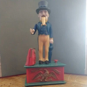 UNCLE SAM 1975 HARD PLASTIC FIGURAL MECHANICAL BANK GREAT SHAPE STILL WORKS! DD - Picture 1 of 7