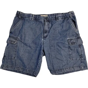 Vintage Denim Cargo Shorts Men's Size 42 Blue Wash Jeans Dad Fit Pockets - Picture 1 of 6