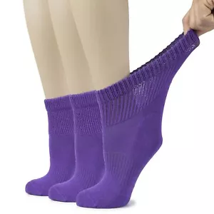 Women's Cotton Diabetic Ankle Socks Wide Loose & Stretchy Seamless Toe & Non ... - Picture 1 of 6