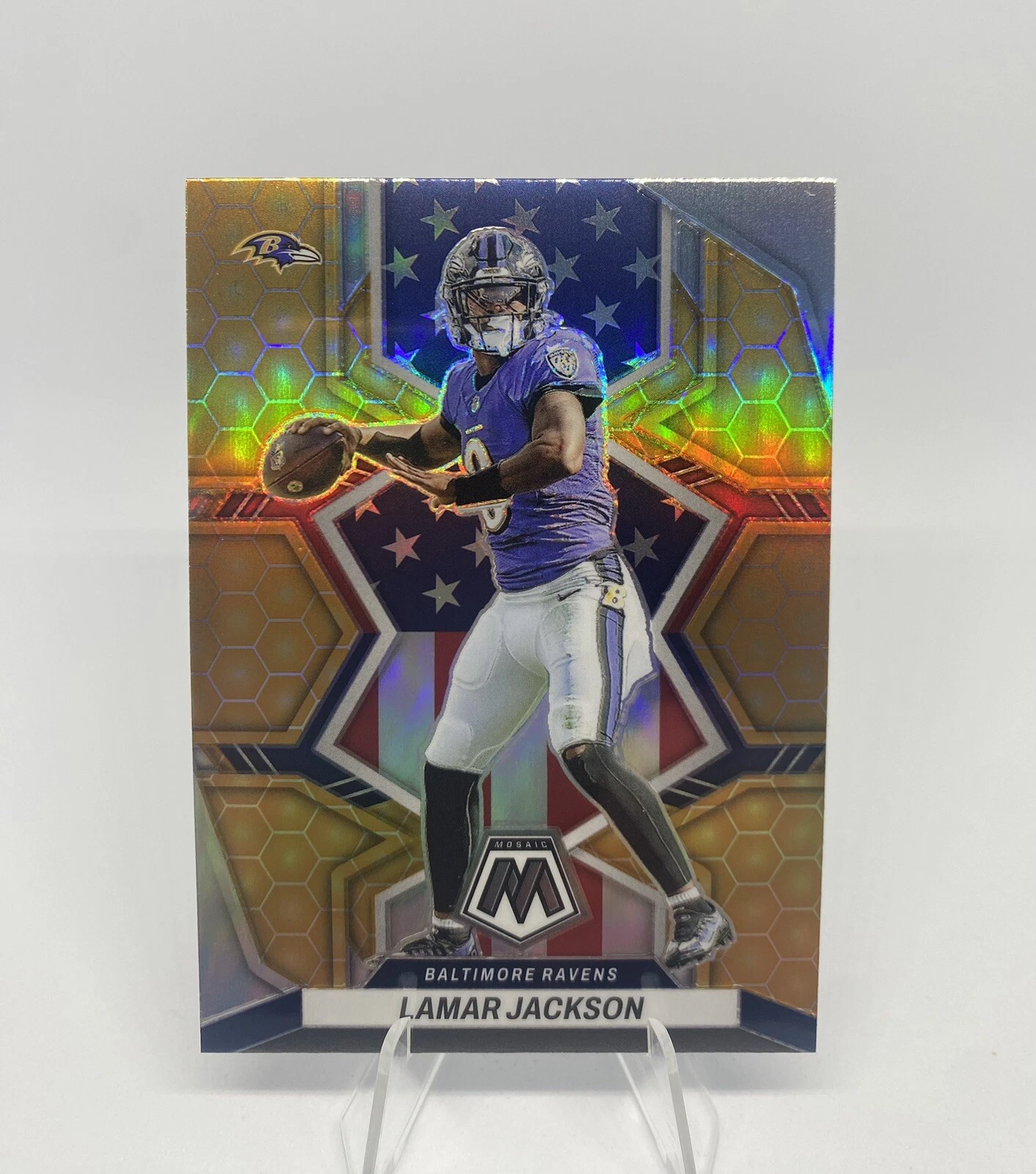 2022 Mosaic Lamar Jackson Honeycomb National Pride Prizm Ravens #259 SP