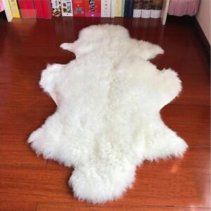 Luxury Genuine Sheepskin Fluffy Fur Rug Plush Windward Single 100% Natural Ivory