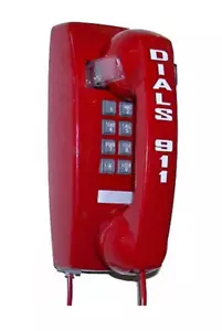 Teléfono de pared 911 Hotline - Preprogramado para marcar automáticamente 911 y etiqueta "Dials 911" - Imagen 1 de 8