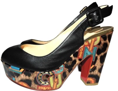 Sandalias de cuña Christian Louboutin Loubi con logotipo zapatos talla 35 punta abierta Foto 1 de 4