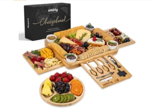 Juego de tablas de charcutería y cuchillos para queso de bambú SMIRLY  - Imagen 1 de 7