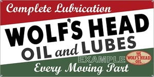 WOLFS HEAD OIL LUBES GAS STATION VINTAGE OLD SIGN REMAKE ALUMINUM SIZE OPTIONS - Picture 1 of 2